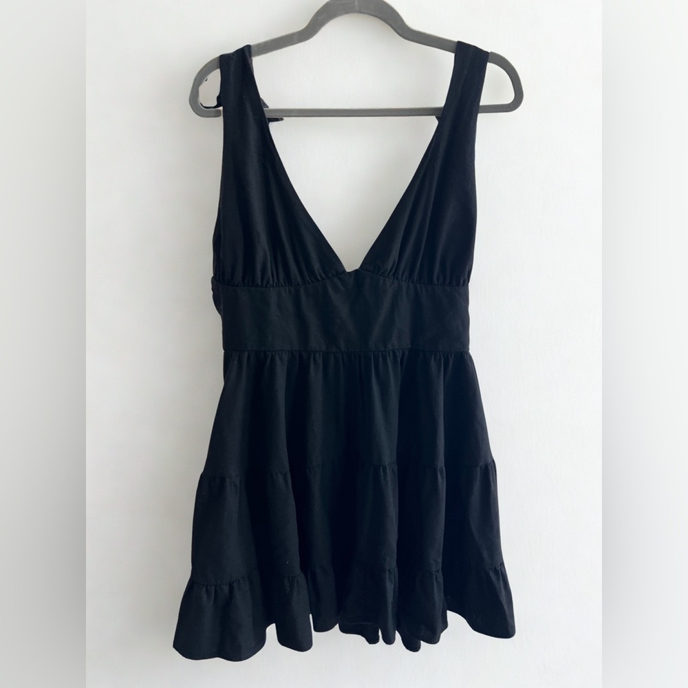 Meshki Black Linen Mini Dress Size XL